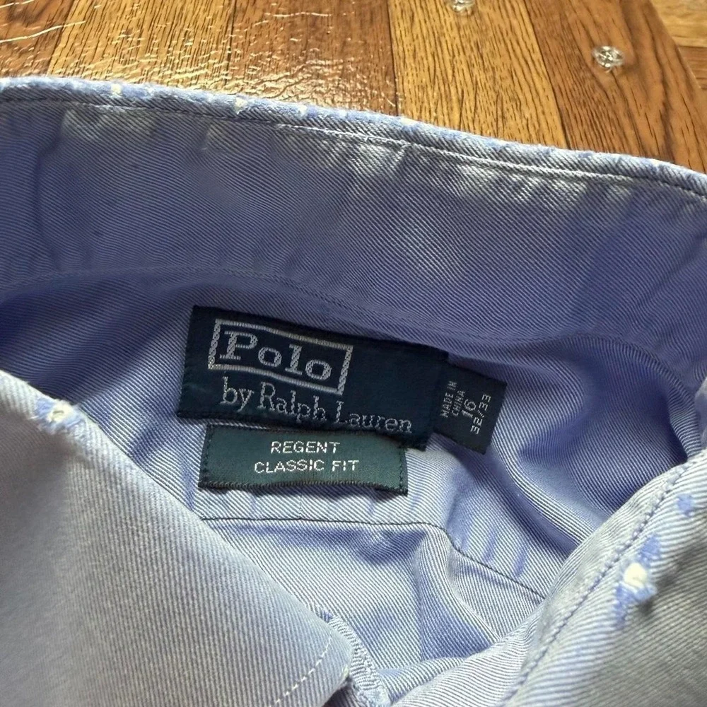 Polo Ralph Lauren Blue 90's Rare Anchor Pocket Regent Button Shirt 16 (Large)